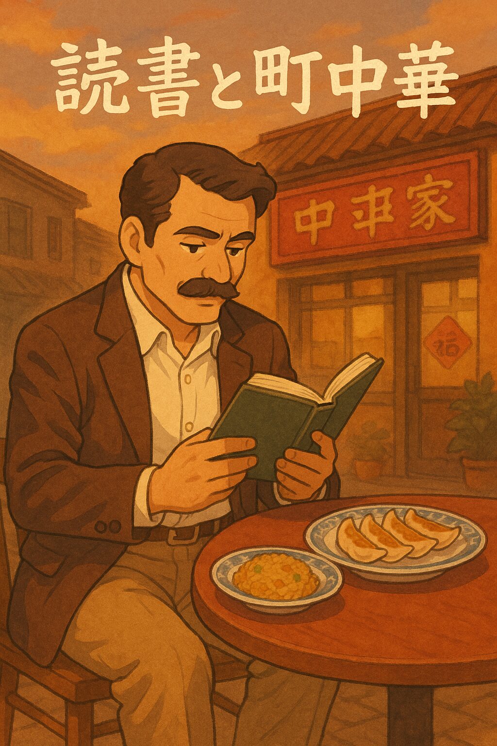 読書とチャーハンの午後 (AI画像)